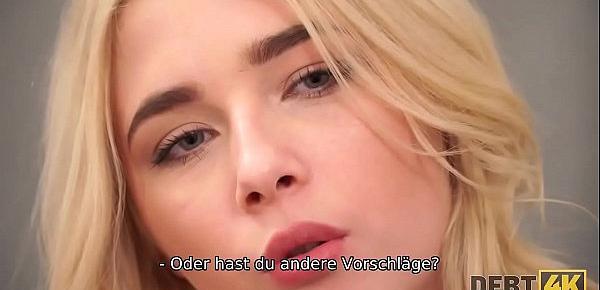 Debt4k. Die schöne Maria verschuldete sich, um ein neues Sofa zu kaufen und wurde darauf gefickt